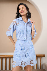 Sky Bloom Eyelet Skorts Set