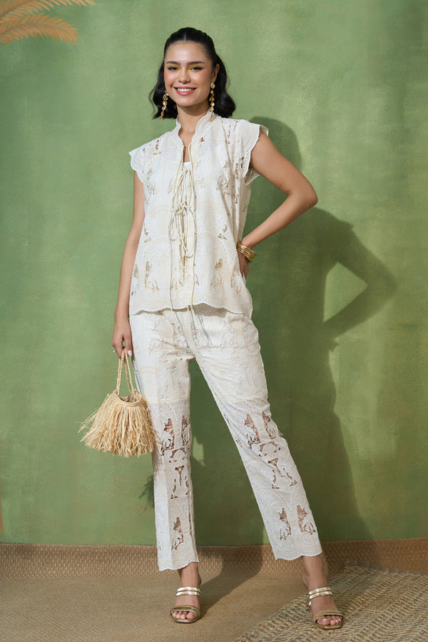 Ivory Garden Tie Up Co-ord Set