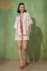 Rosy Flora Tie up Co-ord Set