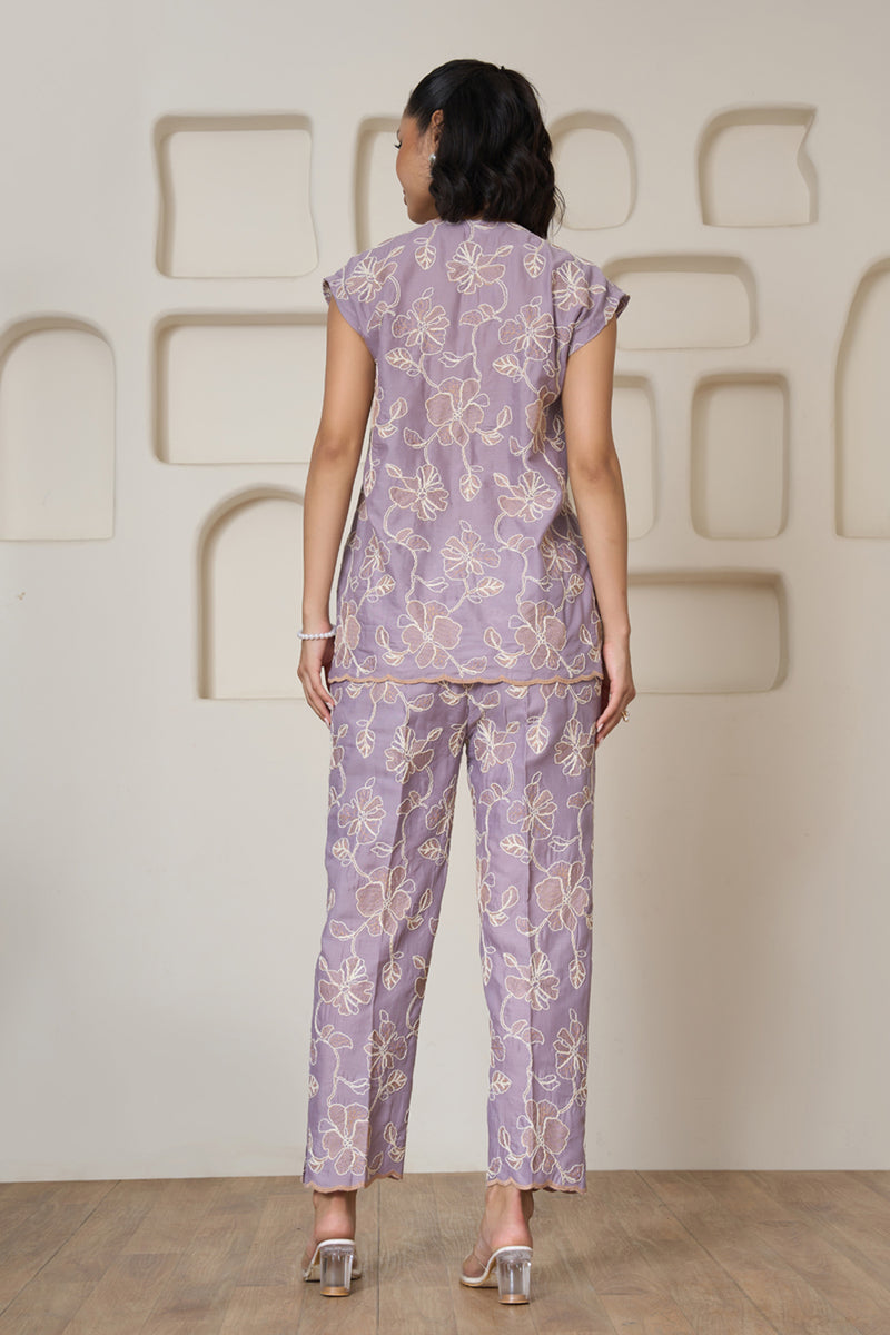 Lilac Whisper Embroidered Co-ord Set