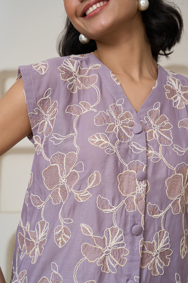 Lilac Whisper Embroidered Shirt