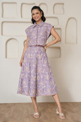 Lilac Whisper Embroidered Skirt Set