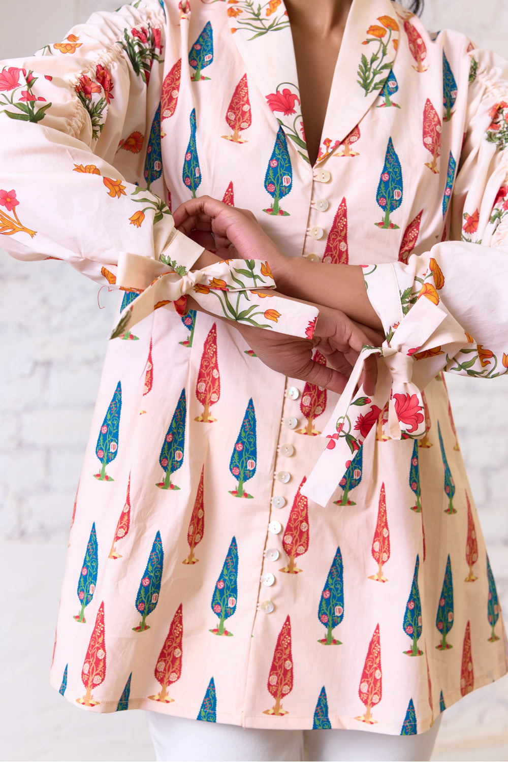 Ethereal Bloom Printed Cotton Blouse