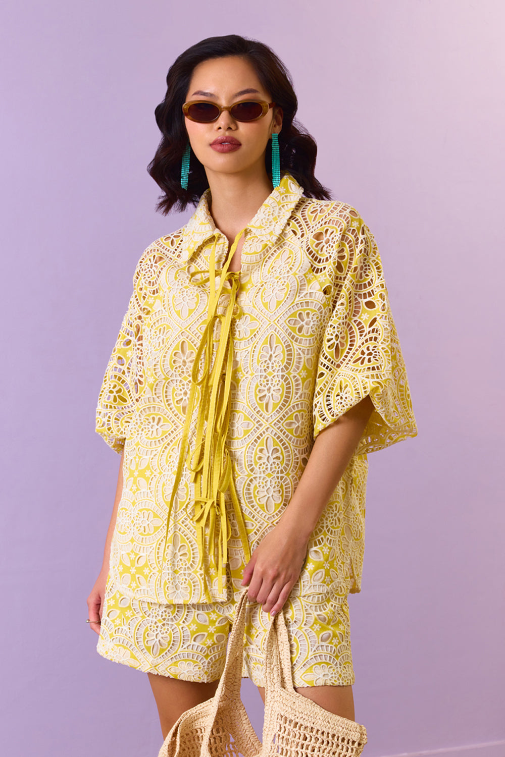 Sunshine Lace Elegance Tie-up Co-ord Set