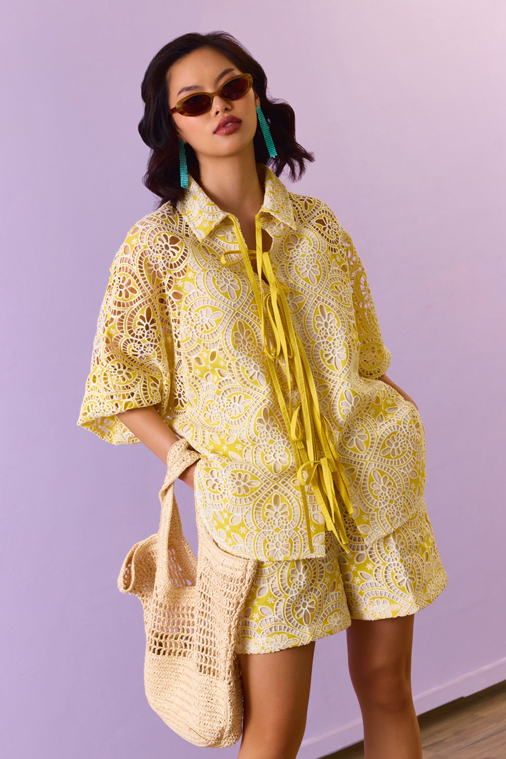 Sunshine Lace Elegance Tie-up Co-ord Set