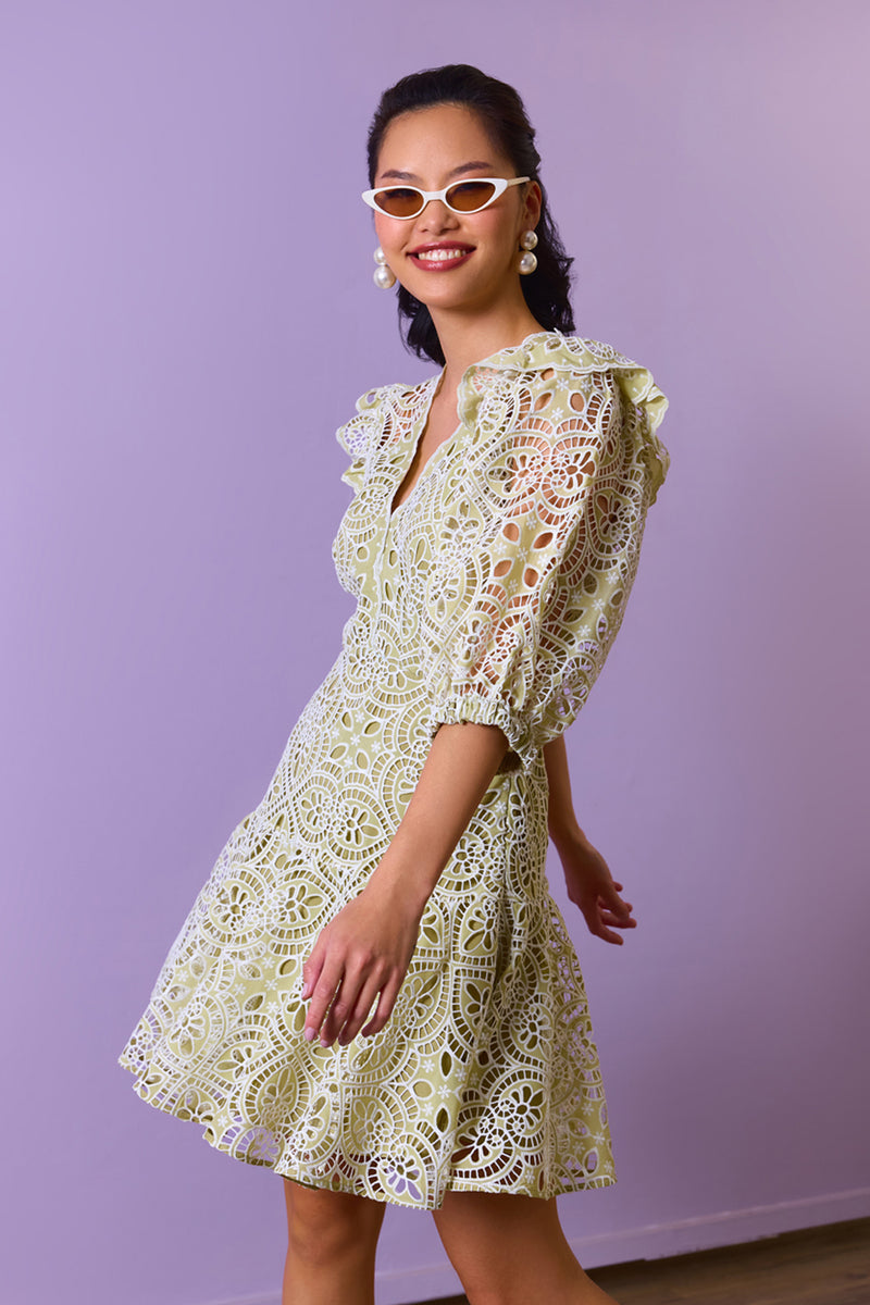 Pistachio Green Lace Elegance Dress Pinwheel Pistachio Green Lace Elegance Dress Pinwheel