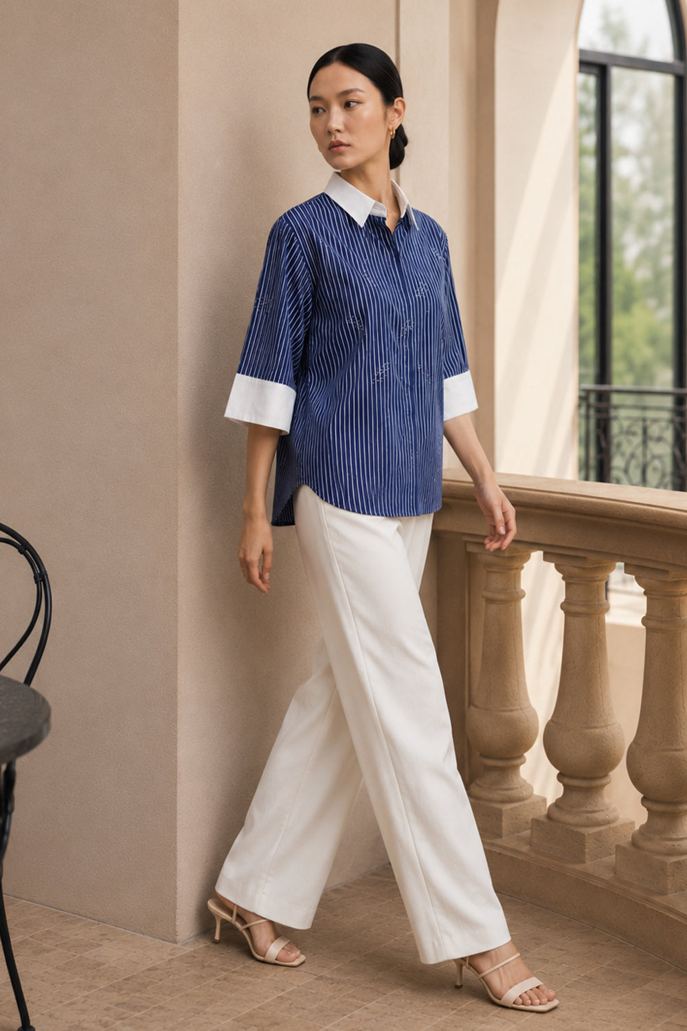 Navy Pinstripe Shirt