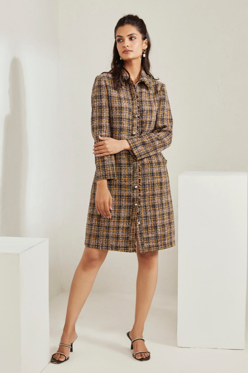 Front Open Tweed Dress