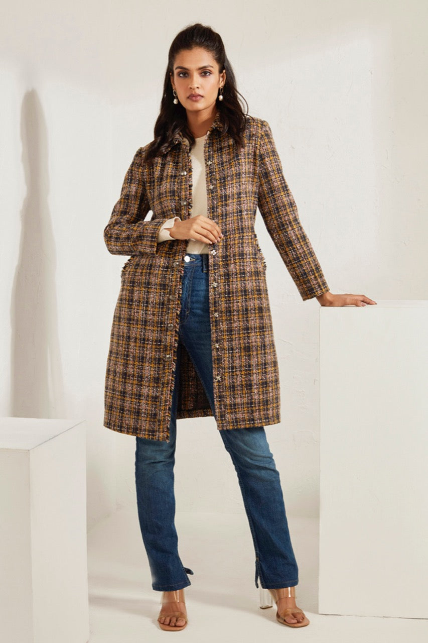 Front Open Tweed Dress